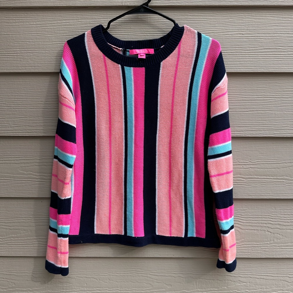 Lilly Pulitzer Daryn Sweater Pink & Navy Multi Stripe Women's Size Small (C12)